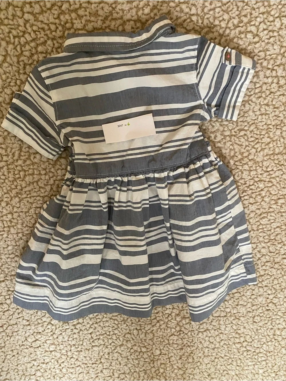 Carters Baby Girl Blue And White Striped Dress Button Up Short Sleeve 9 Mo
